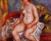 皮埃尔 奥古斯特 雷诺阿 : Nude Woman on Green Cushions